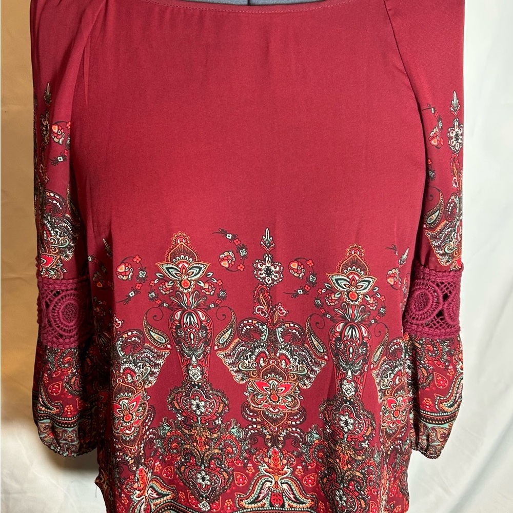 Cato Red Paisley Blouse
